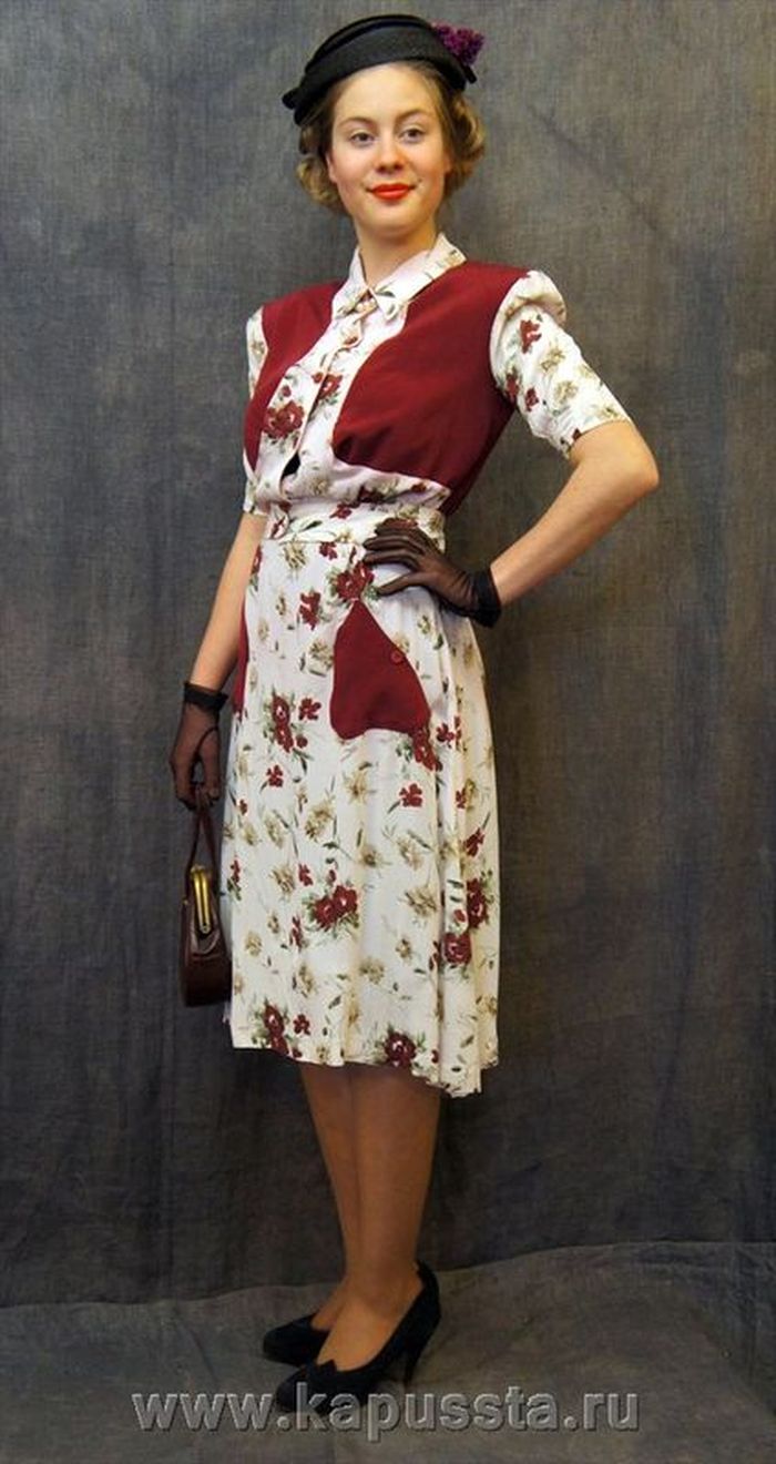 Комбинированное платье сороковых годов